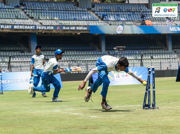 JNV students playing cricket